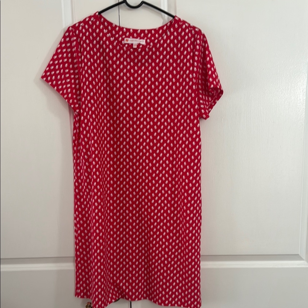 Red flower print dress